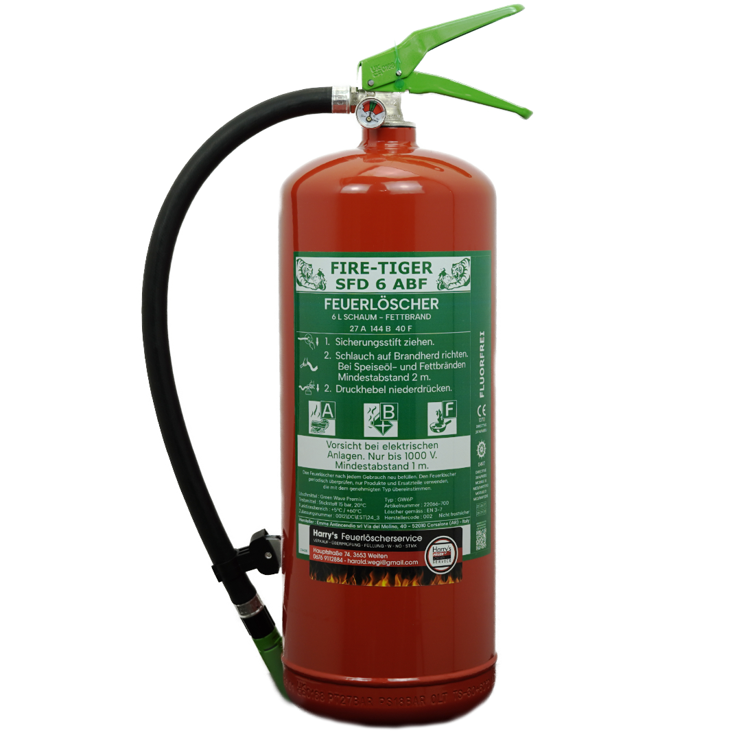 Feuerlöscher – 6 Liter Schaum – FLUOR FREI – Brandklasse ABF