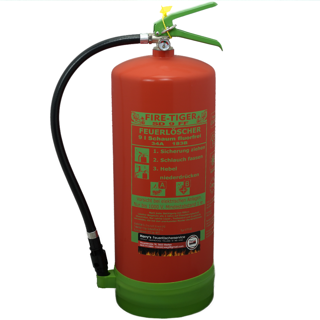 Feuerlöscher – 9 Liter Schaum – FLUOR FREI – Brandklasse AB