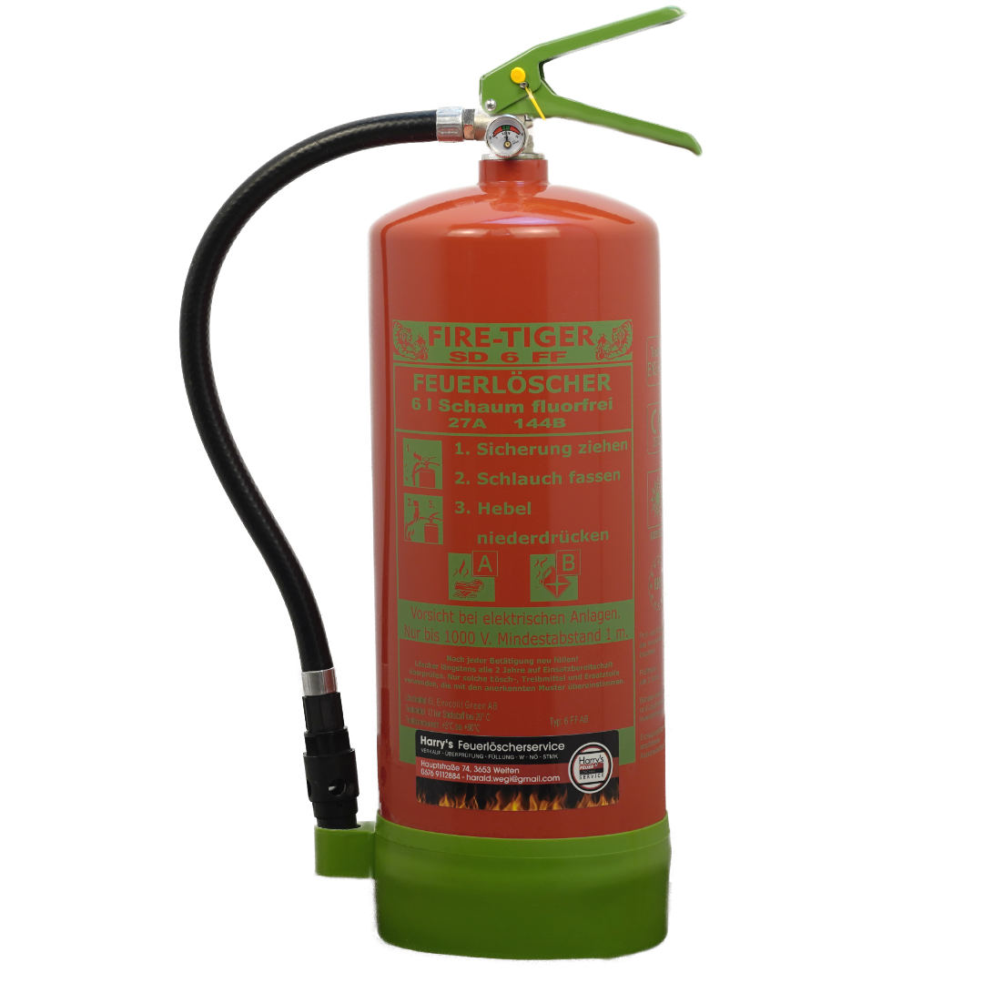 Feuerlöscher – 6 Liter Schaum – FLUOR FREI – Brandklasse AB