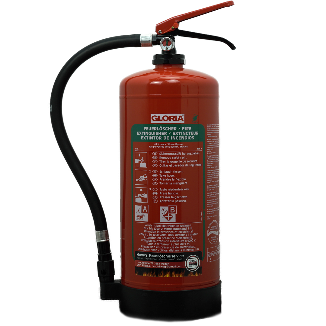 Feuerlöscher – 6 Liter Schaum – FLUOR FREI – Brandklasse AB